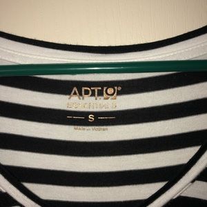 Black and white striped short sleeve shirt